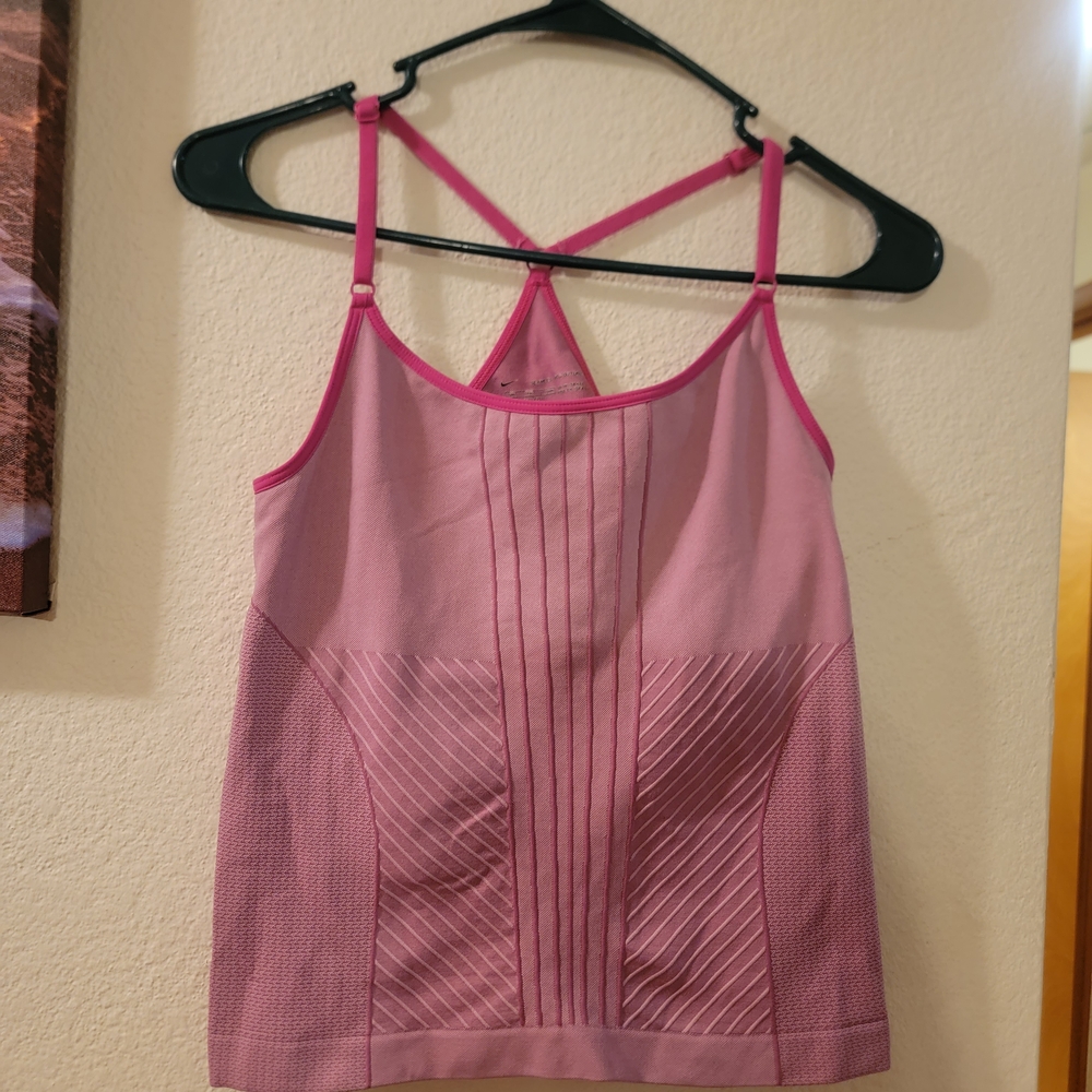 Nike Pink Textured Knit Strappy Cami Top